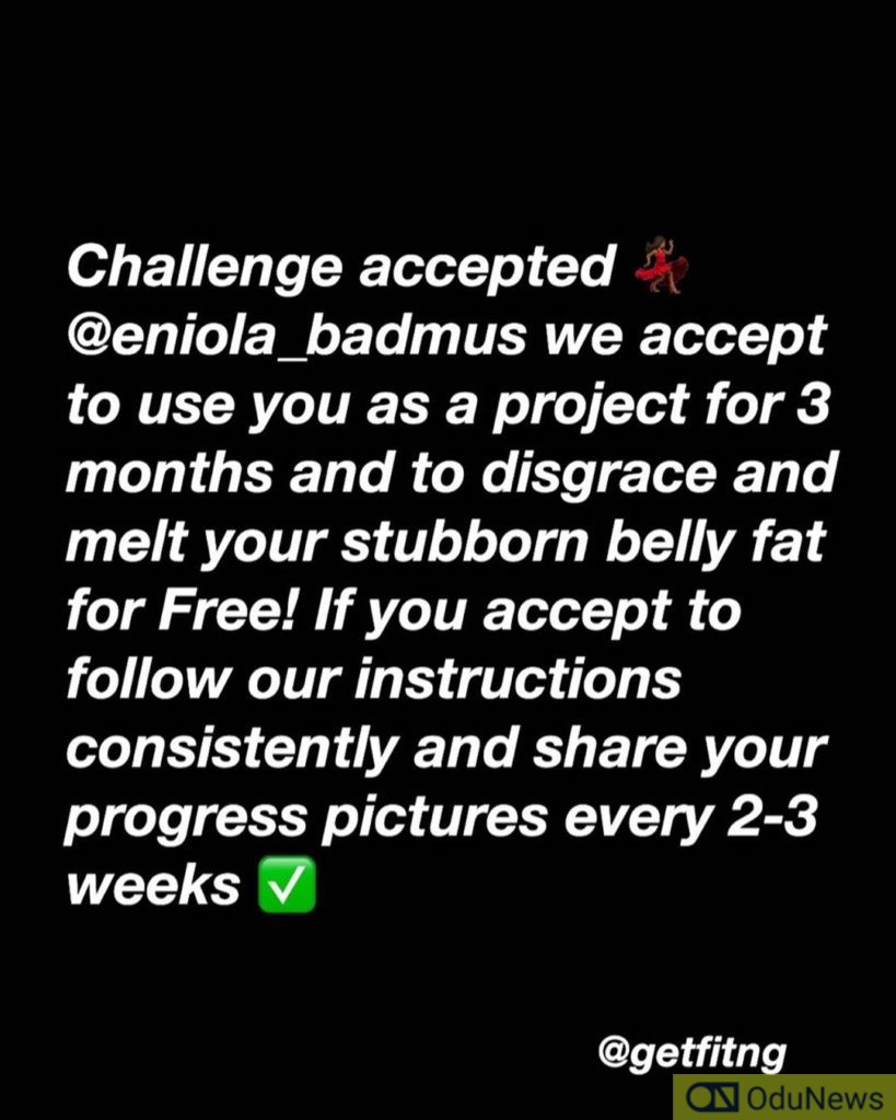 Weight Loss Company Accepts Eniola Badmus' Challenge To Make Her Lose Fat  