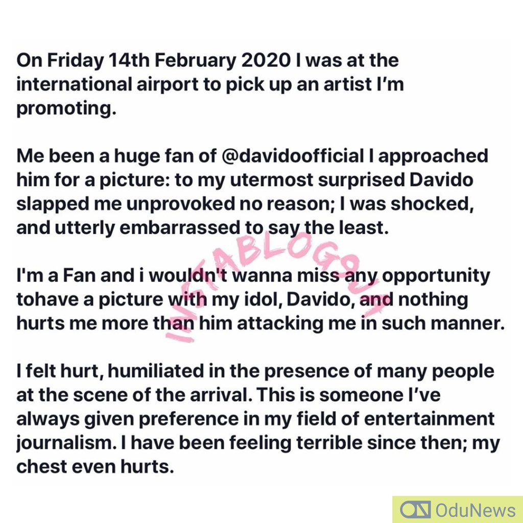 Journalist Cries Out After Being Hit By Davido [WATCH VIDEO]  