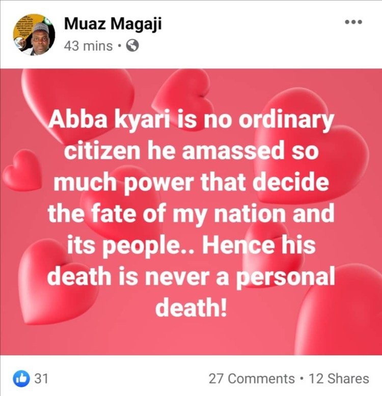 Kano Commissioner 'Celebrates' Abba Kyari's Death, Says Nigeria Now Free  