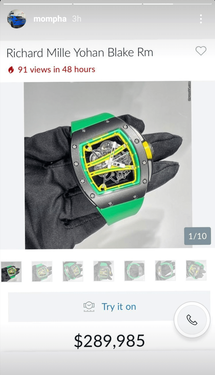 Mompha shows off Richard Mille wristwatch worth N118M (Video)  