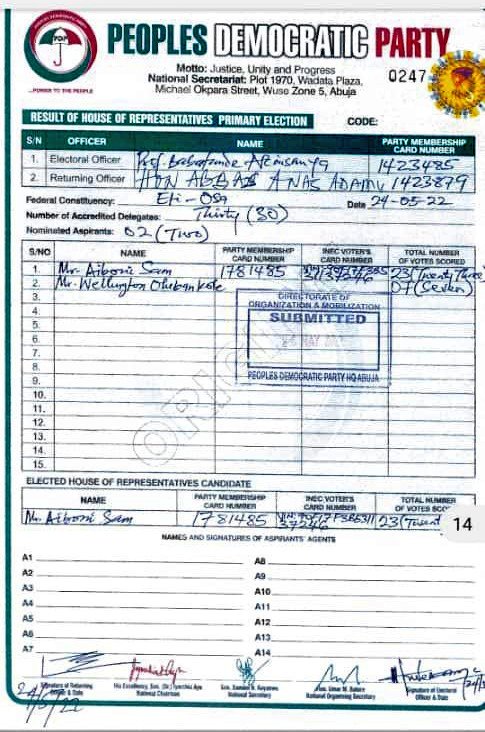 Drama As New Lagos PDP Primary Result Sheet Shows Banky W Lost Eti-Osa Reps. Election  