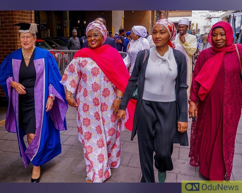 Amid 7-Month-Old ASUU Strike, Aisha Buhari Attends Daughter-In-Law's Graduation In UK [PHOTOS]  