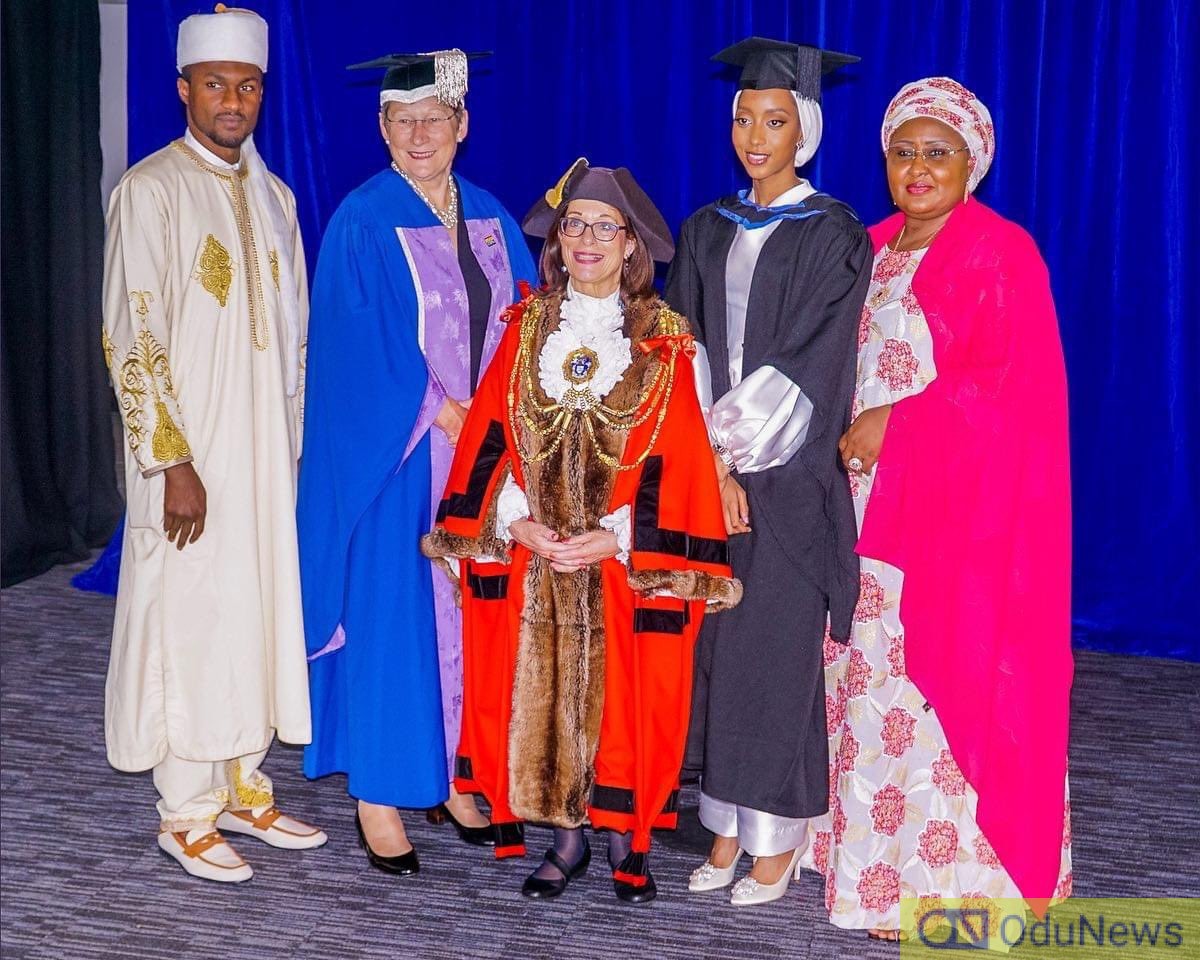 Amid 7-Month-Old ASUU Strike, Aisha Buhari Attends Daughter-In-Law's Graduation In UK [PHOTOS]  