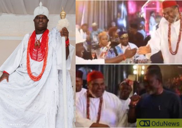 Reactions Trail Ooni Of Ife, Pete Edochie Handshake  