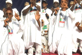 [VIDEO] El-Rufai Kneels, Begs Kogi Voters To Forgive Yahaya Bello  