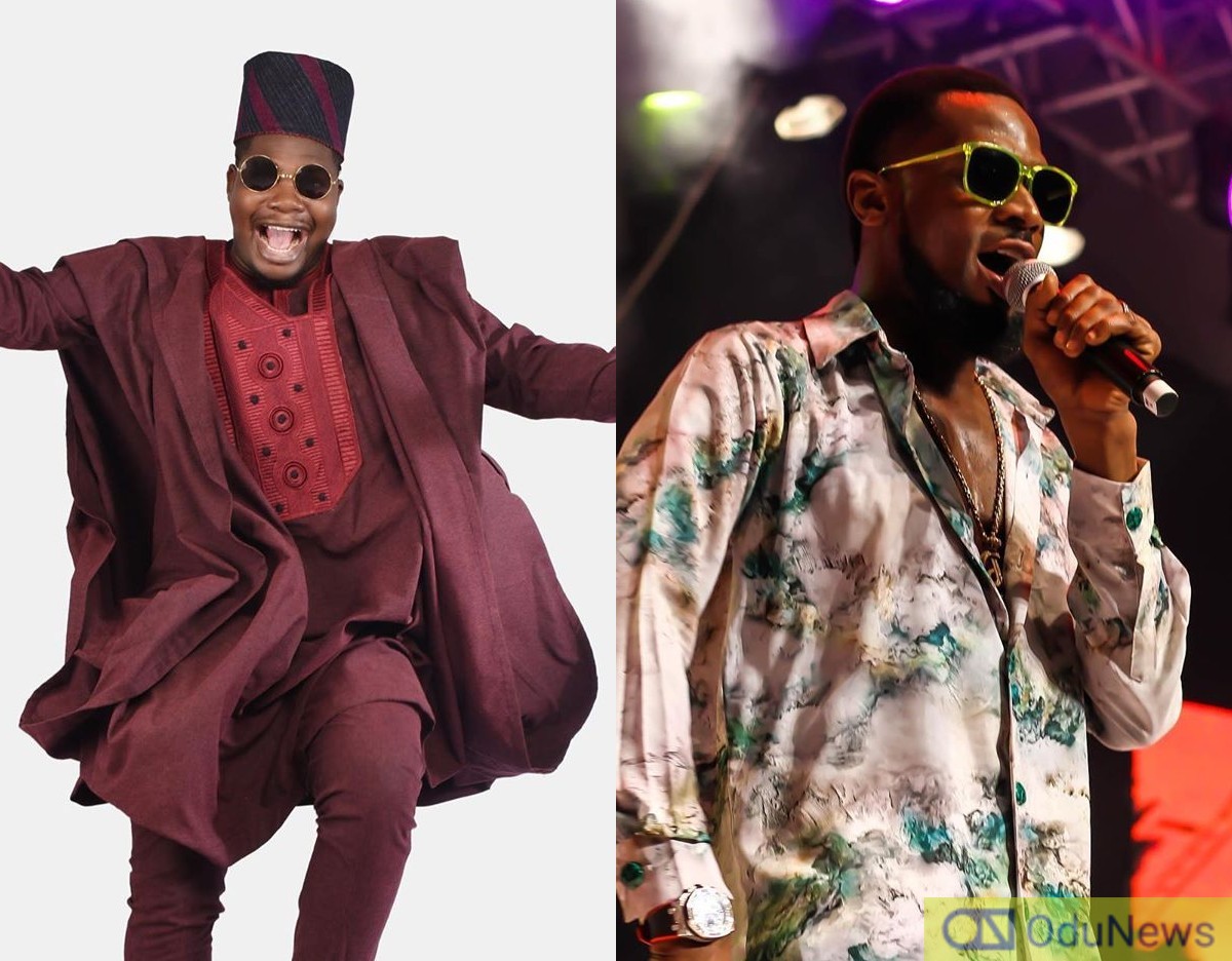 Watch Comedian Mr. Macaroni Prostrate As He Meets D'Banj For The First Time  