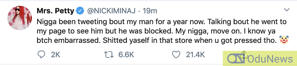 Nicki Minaj Sparks At Meek Mill, Calls Him A "Woman Beater"  