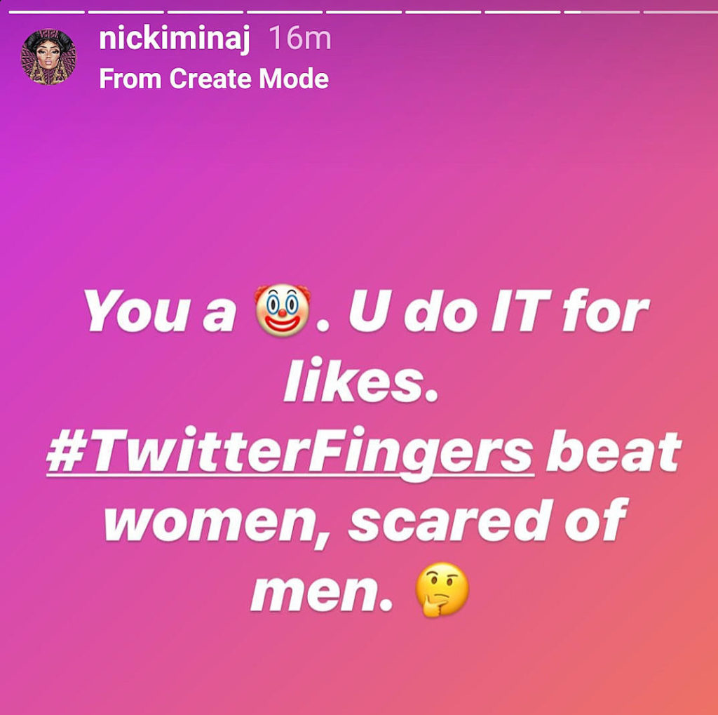 Nicki Minaj Sparks At Meek Mill, Calls Him A "Woman Beater"  