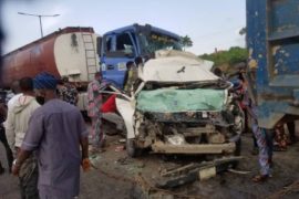 One Dead, Many Injured As Fuel Tanker Crushes Bus On Otedola Bridge  