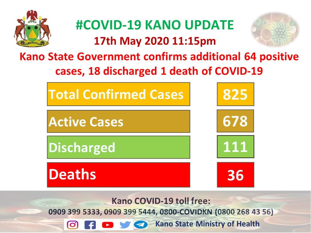 COVID-19: Kano Reports 825 Cases, 36 Deaths