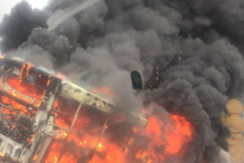 JUST IN: Bus Catches Fire On Third Mainland Bridge  