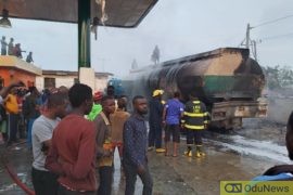 BREAKING: Explosion As Fire Guts Filling Station On Ajayi Road, Ogba  