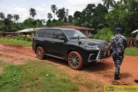 Photos As Governor Godwin Obaseki Official Car Sinks On Edo State Road  