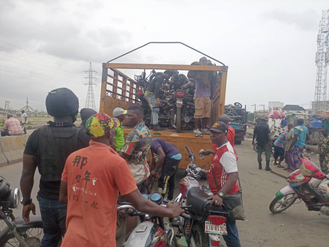 Okada Ban: Riders Protest In Ojo As Lagos Taskforce Impounds Over 150 Motorcycles