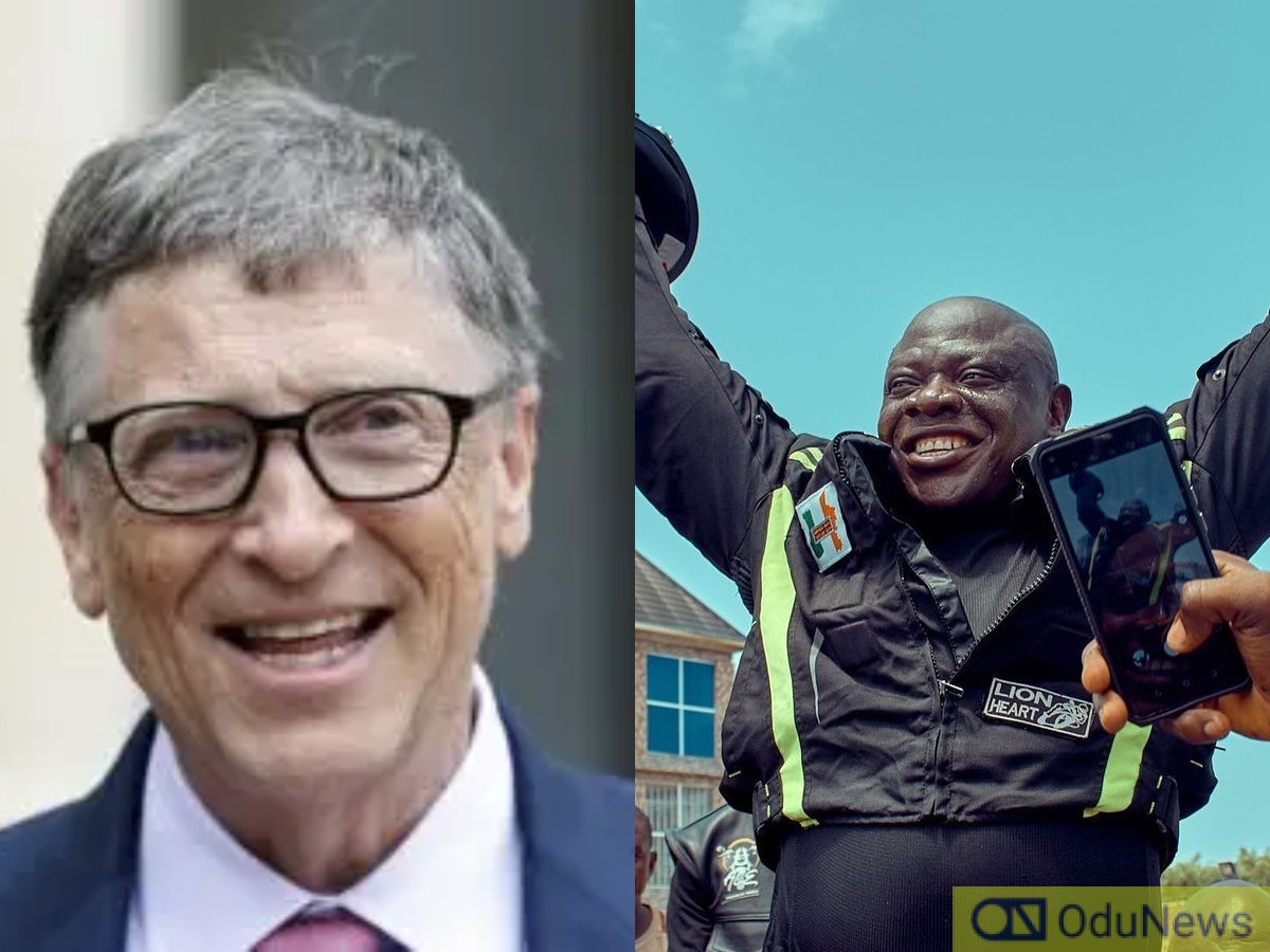 Bill Gates Hails "Incredible" London-To-Lagos Bike Rider, Kunle Adeyanju  