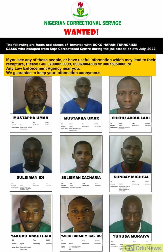 FG Releases Names, Pictures Of Kuje Prison Escapees  