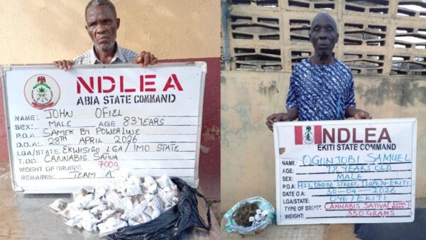 NDLEA arrests 83-year-old, 78-year-old in drug trafficking raids