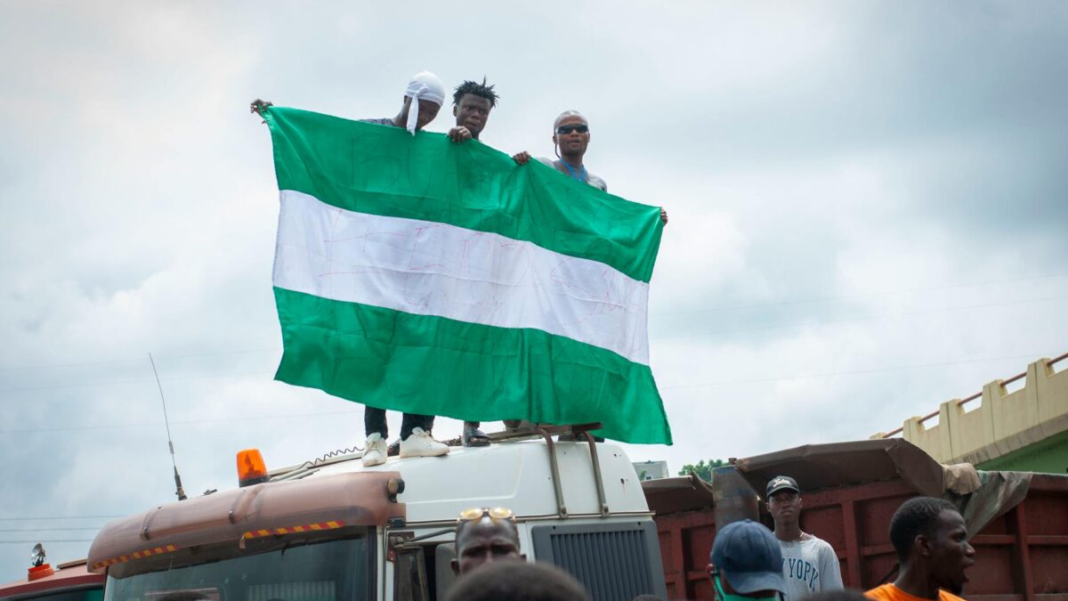 Nigerian political rally gathering crowd
