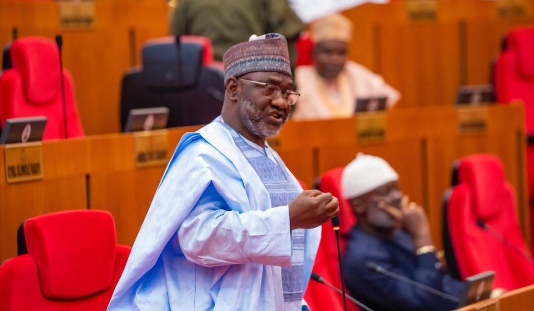 Nigerian senator campaign podium speaking