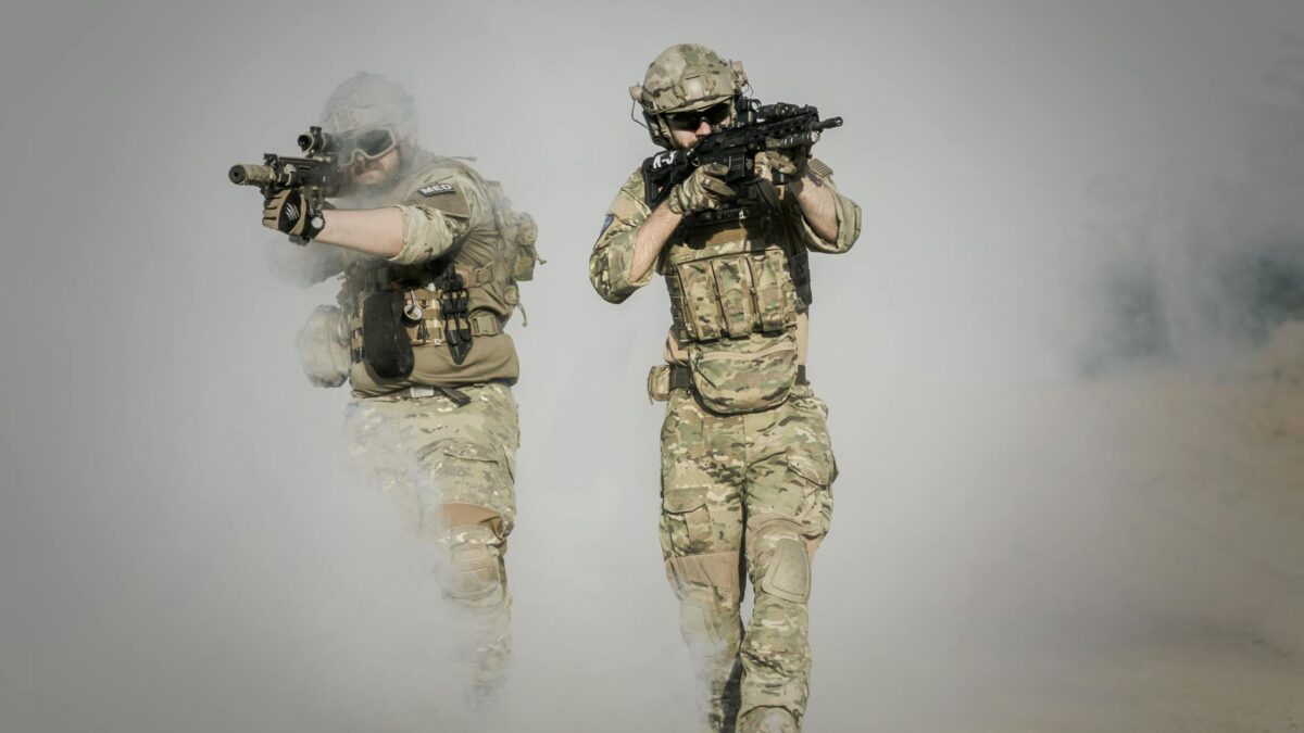 Nigerian military soldiers on patrol